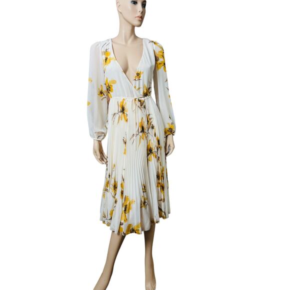 Wilfred Beaune Wrap Dress Long Sleeves Semi-Sheer Chiffon Sz XS Fully Lined - Picture 1 of 12